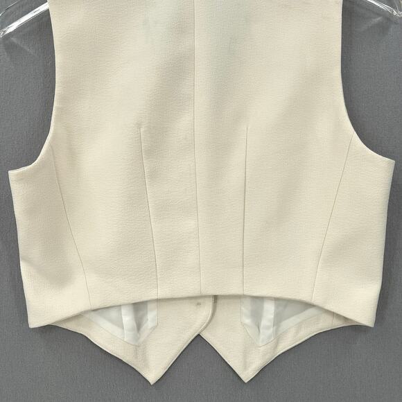 ENZA COSTA Crepe Vest Womens Small Cream Cropped Button Front NEW - Picture 9 of 16